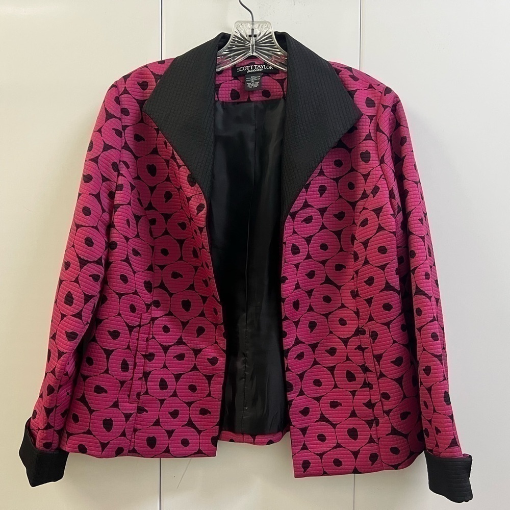 SCOTT Taylor Petite Pink & Black Blazer with Pockets